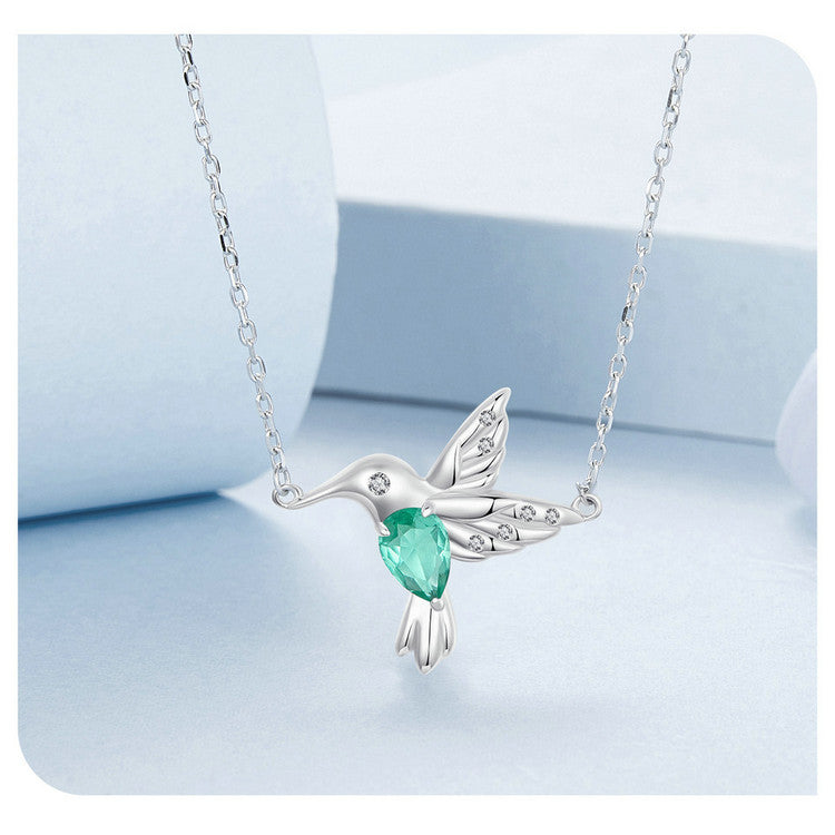 Green Crystal Hummingbird Necklace