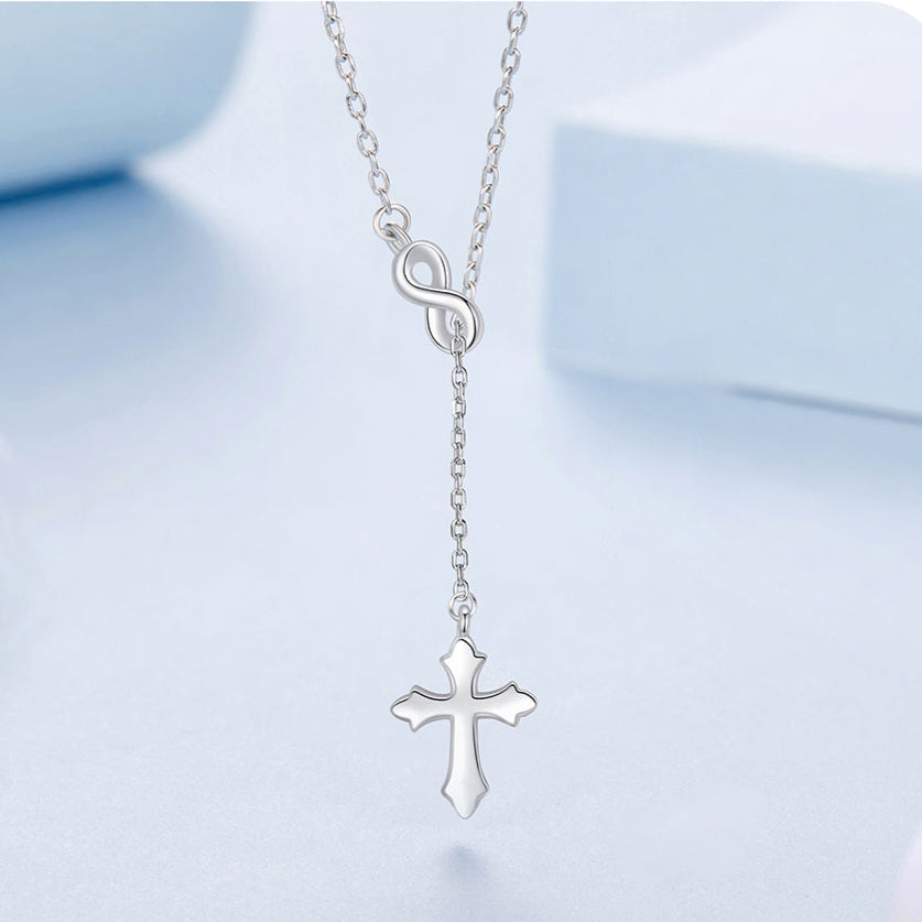 Infinity Cross Lariat Necklace