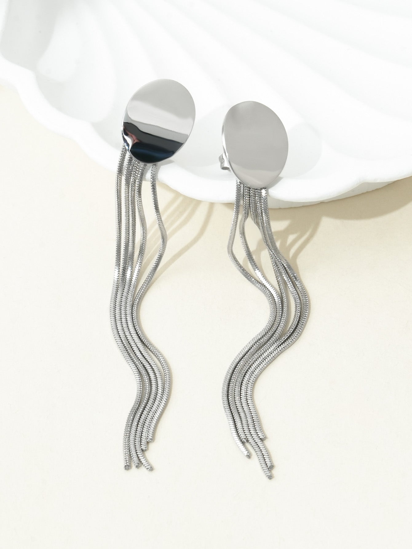 Silver Chain Tassel Earrings