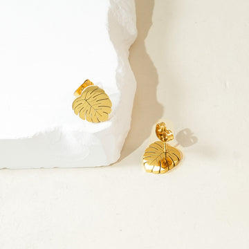 Gold Leaf Outline Stud Earrings