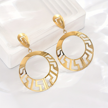 Greek Key Cutout Drop Earrings