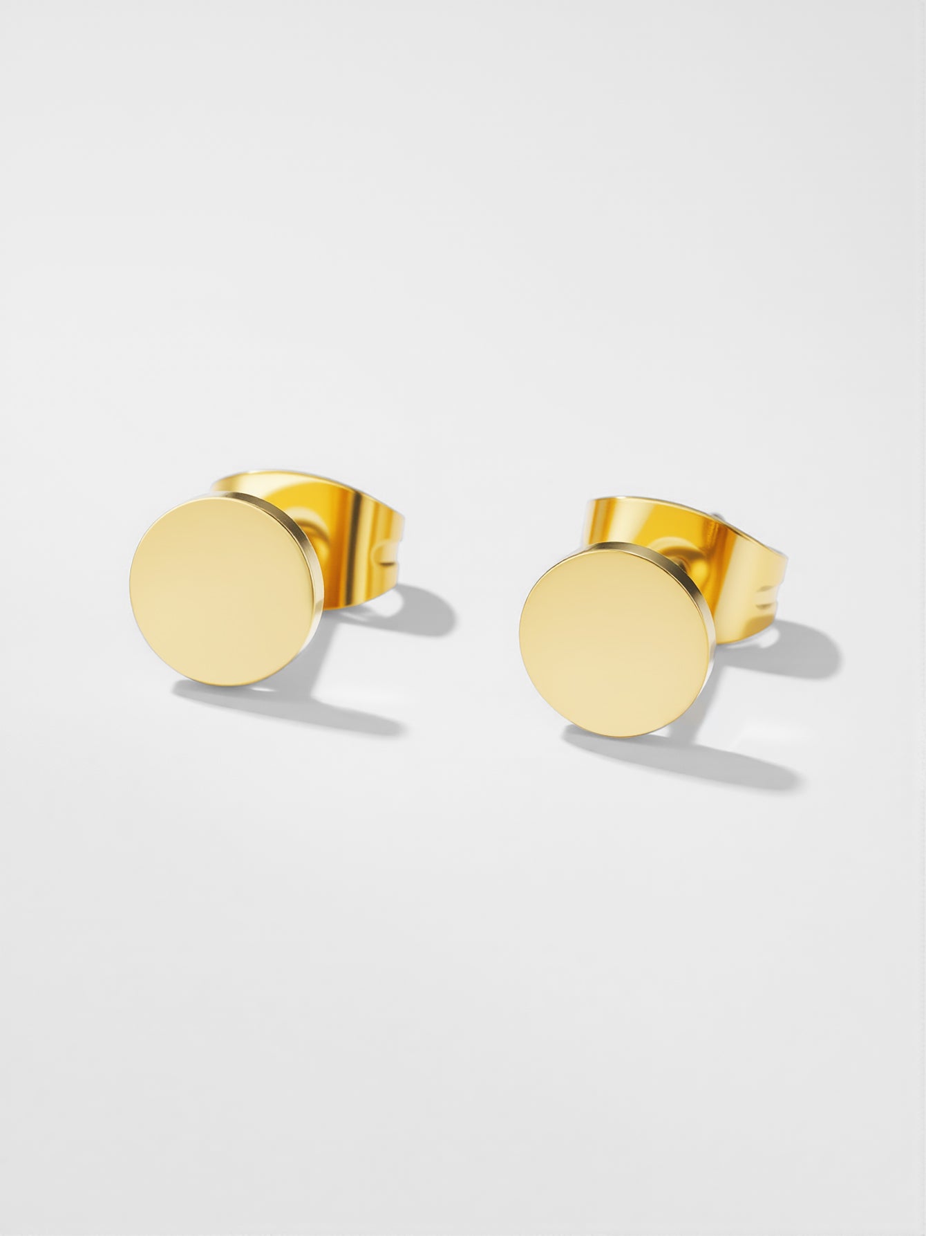 Round Polished Stud Earrings (Gold)