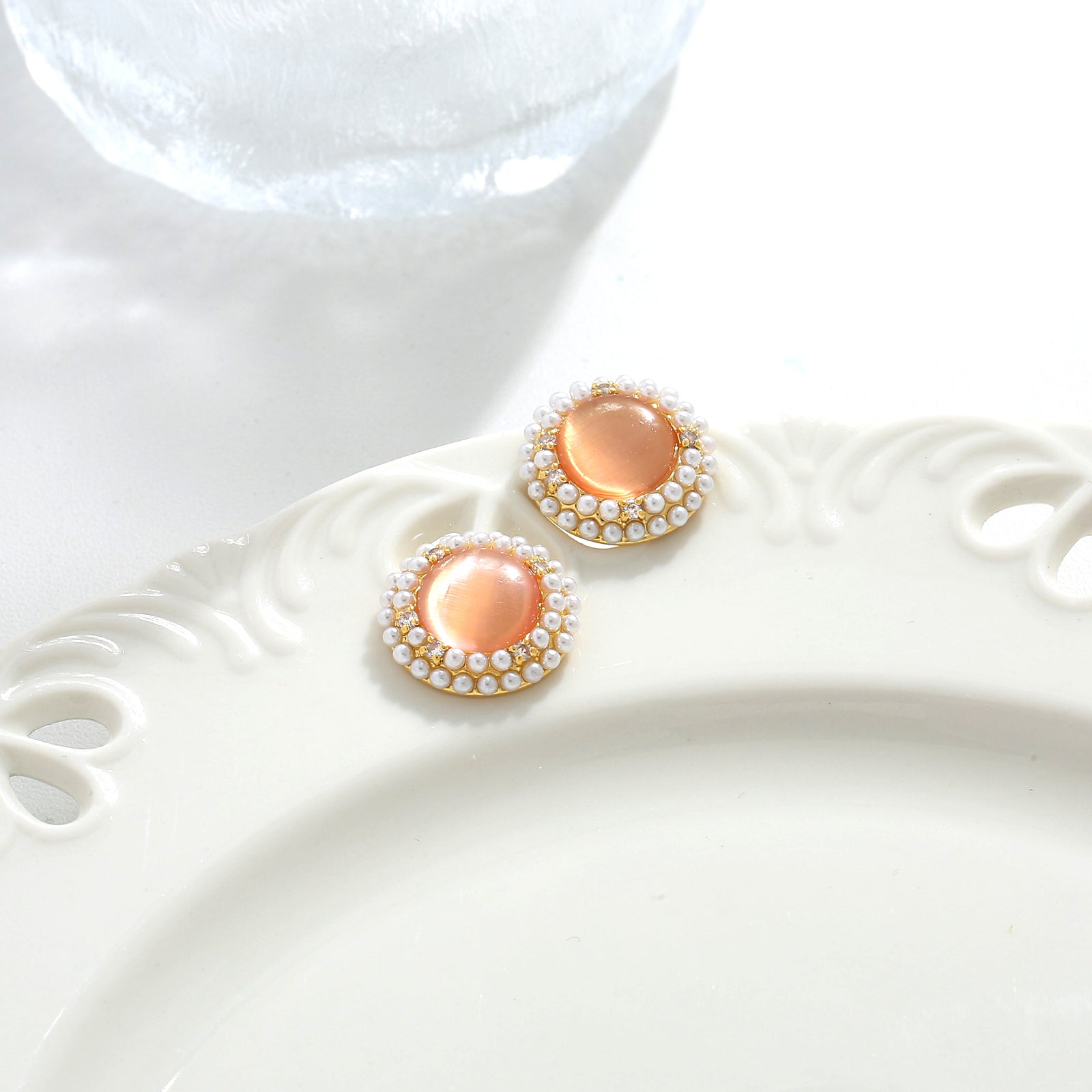 Amber Gem Stud Earrings