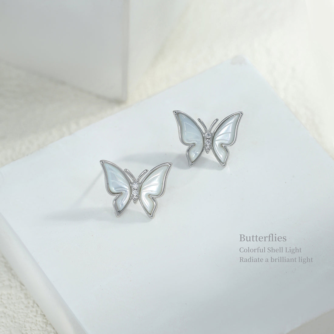 Silver Butterfly Wings Studs Earrings