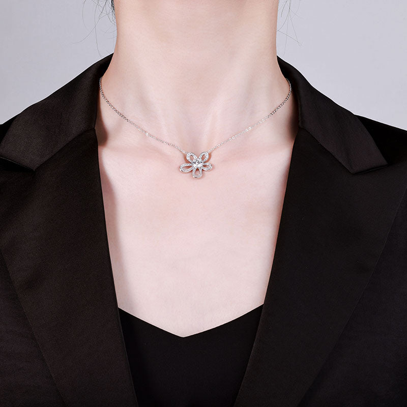 Crystal Petal Flower Necklace
