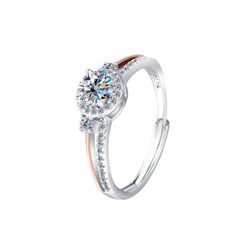 Rose Accent Halo Sparkle Ring 1CT-17mm