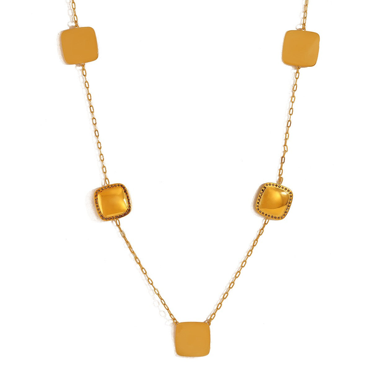 Square Pendant Gold Necklace