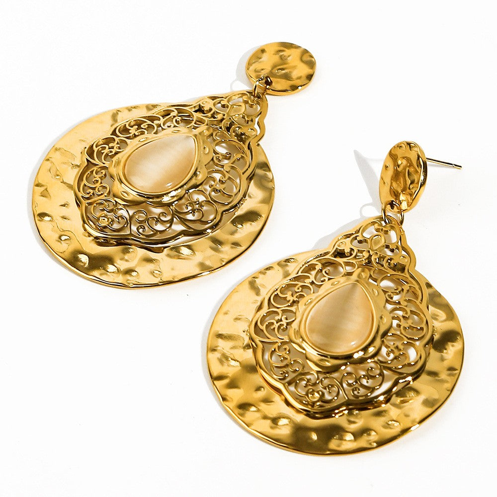 Textured Oval Drop Earrings