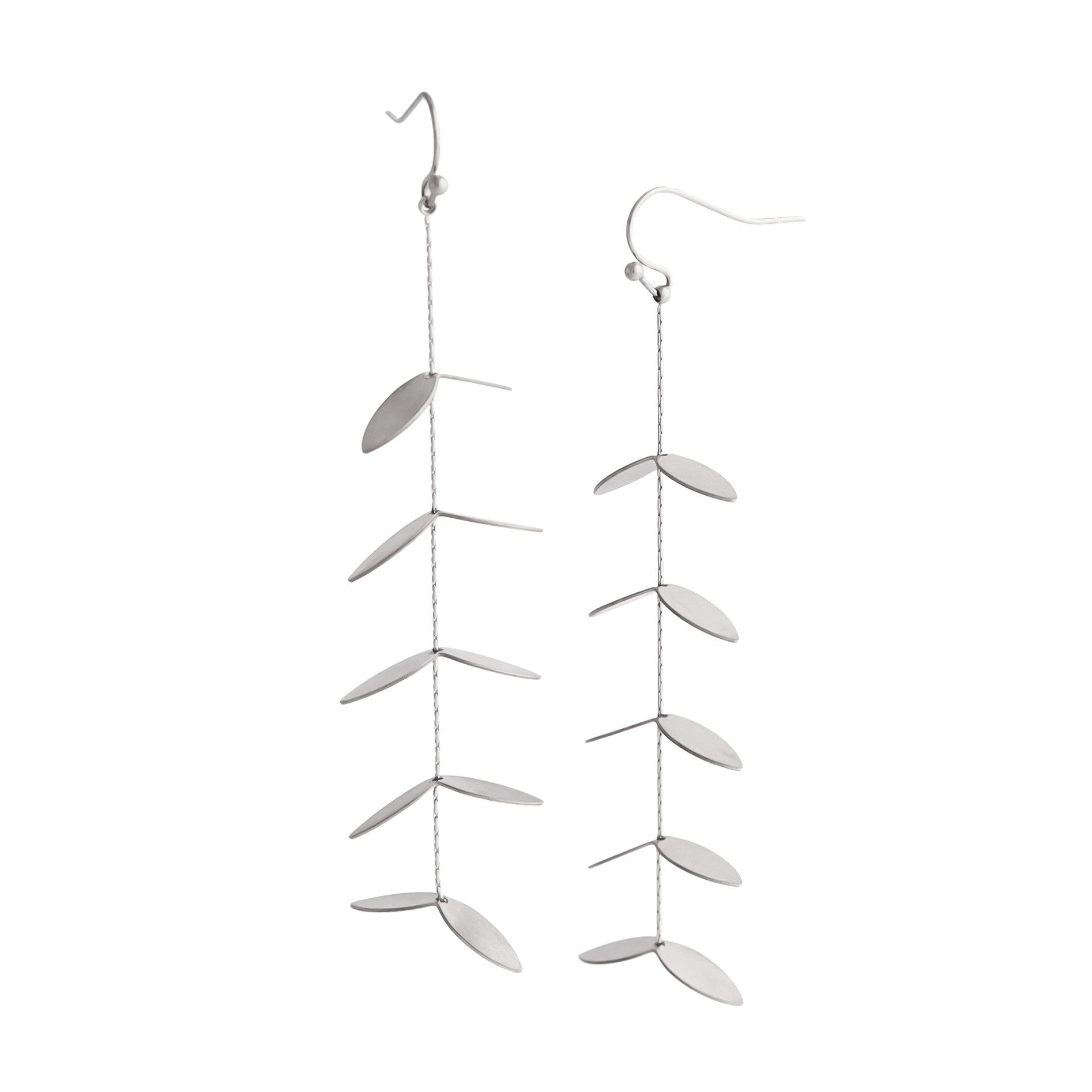 Silver Leaf Drop Earrings