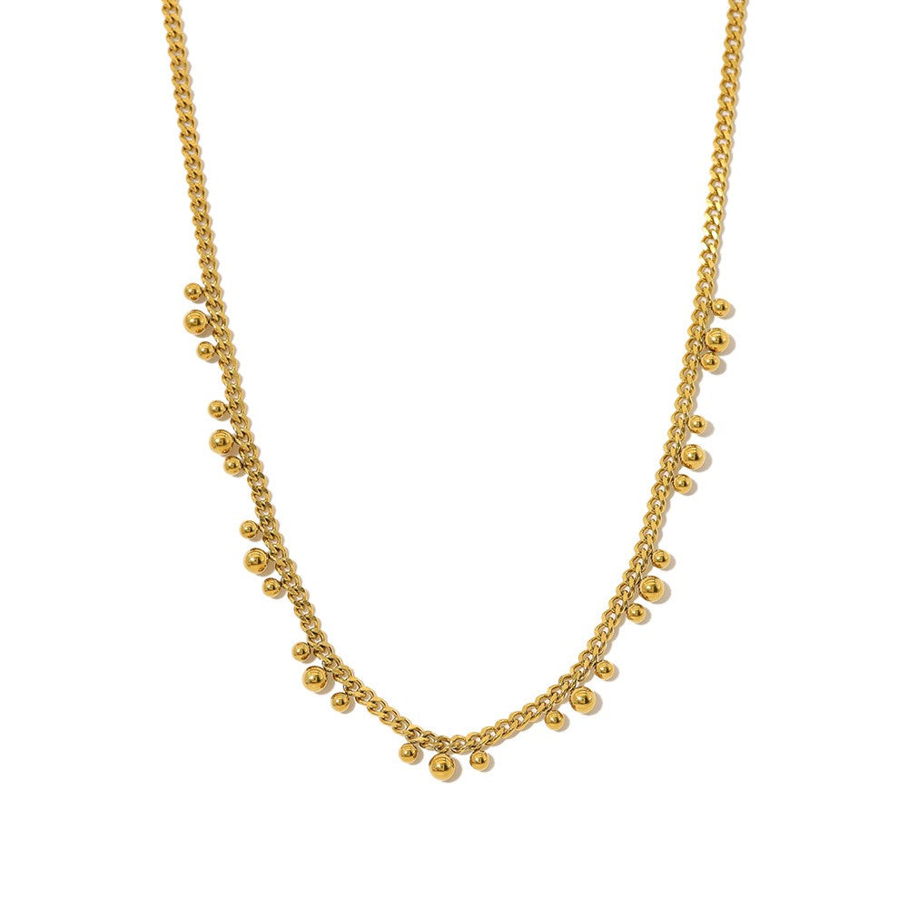 Gold Beaded Fringe Necklace