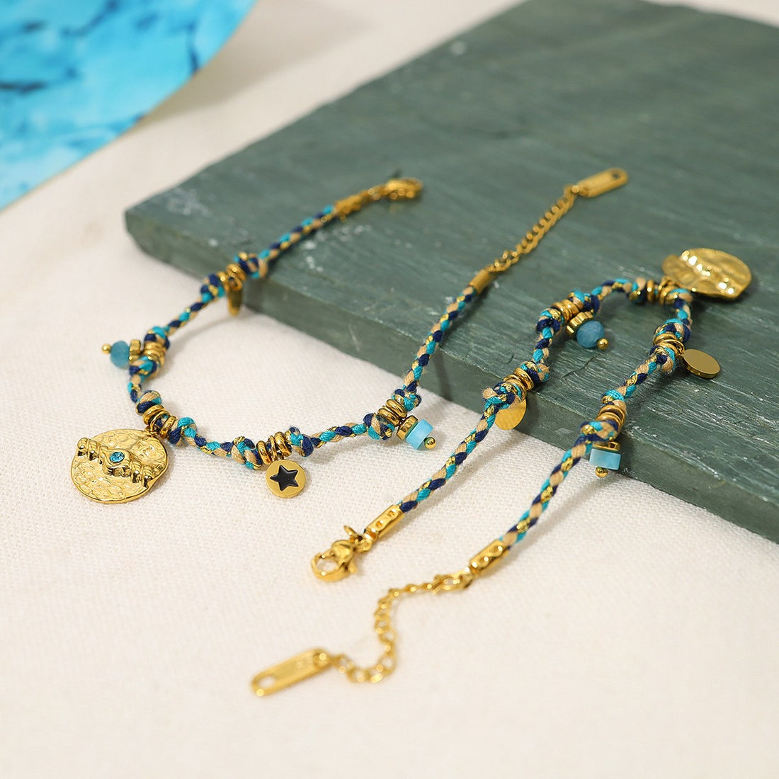 Beaded Turquoise Coin Bracelet
