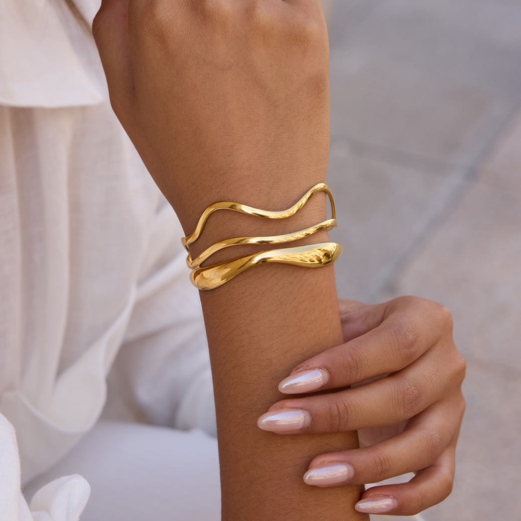 Wave Layer Gold Cuff