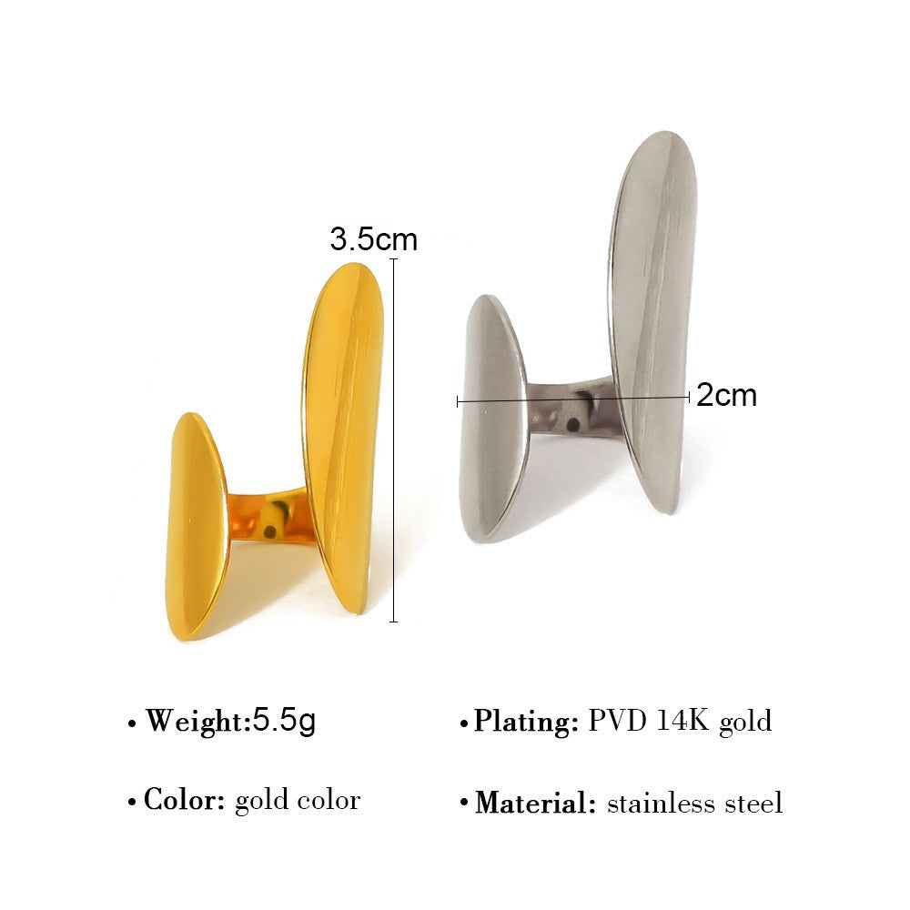 Flat Curve Open Ring - Gold-18mm