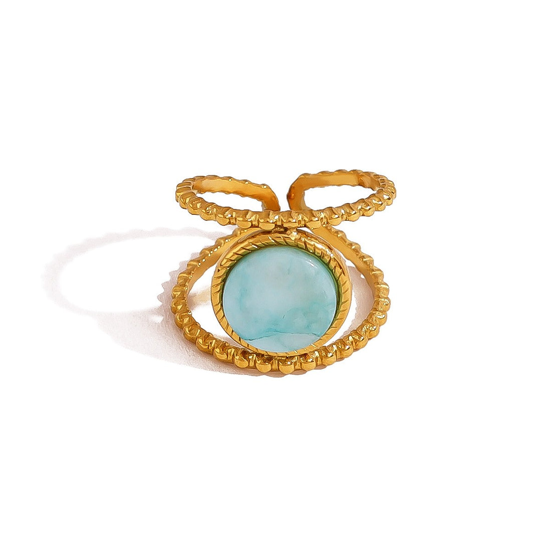 Turquoise Twist Gold Ring-18mm