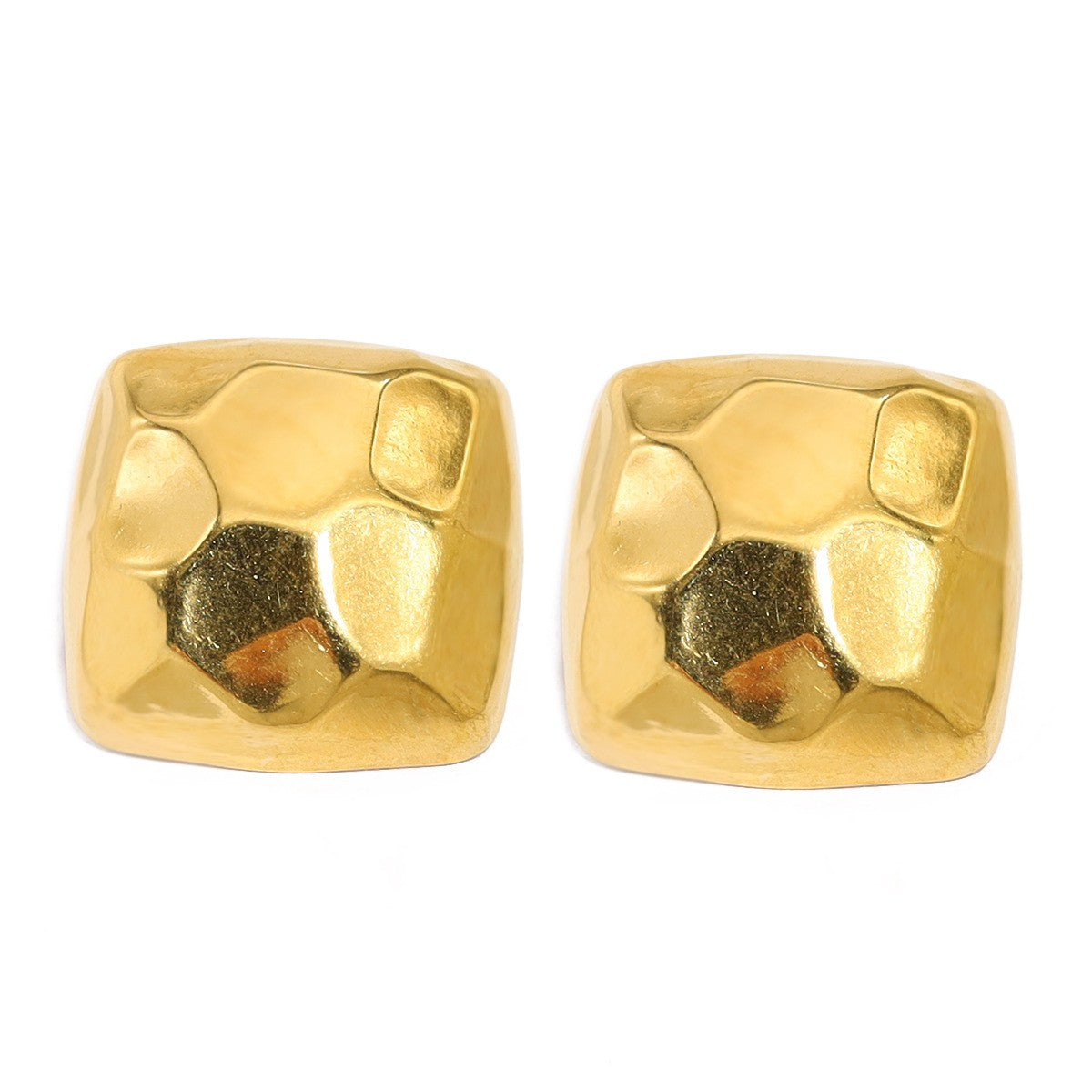 Gold Hammered Square Studs