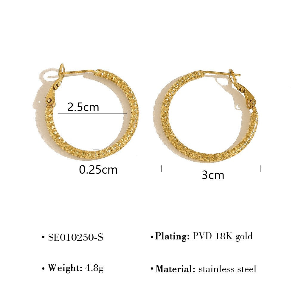 Textured Gold Hoop Earrings  2.5 cm