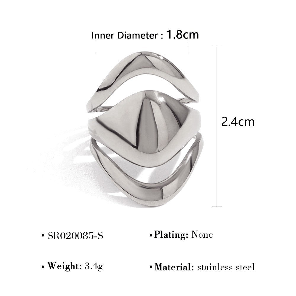 Chrome Maze Statement Ring-18mm