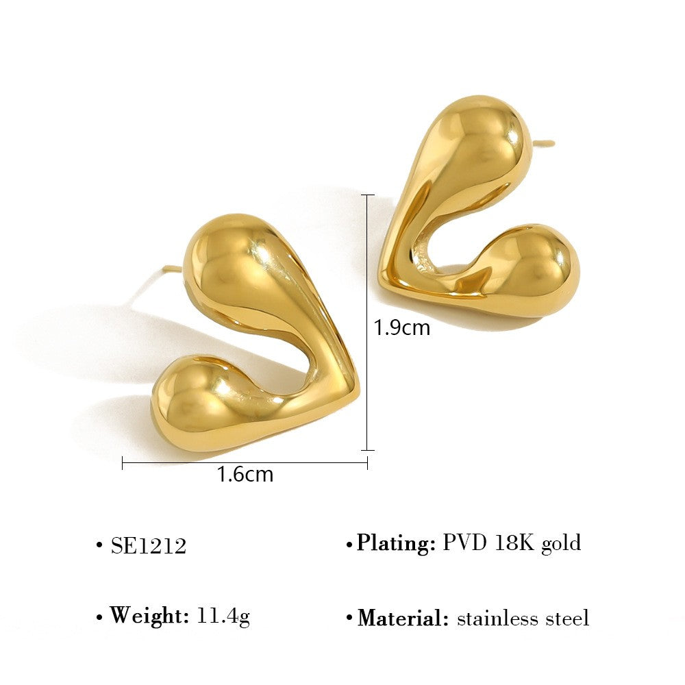 Abstract Gold Heart Studs