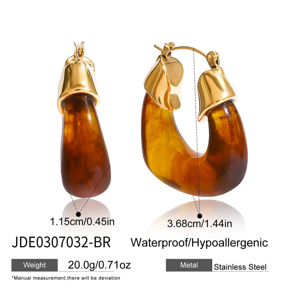 Chunky Resin Gold Hoop Earrings