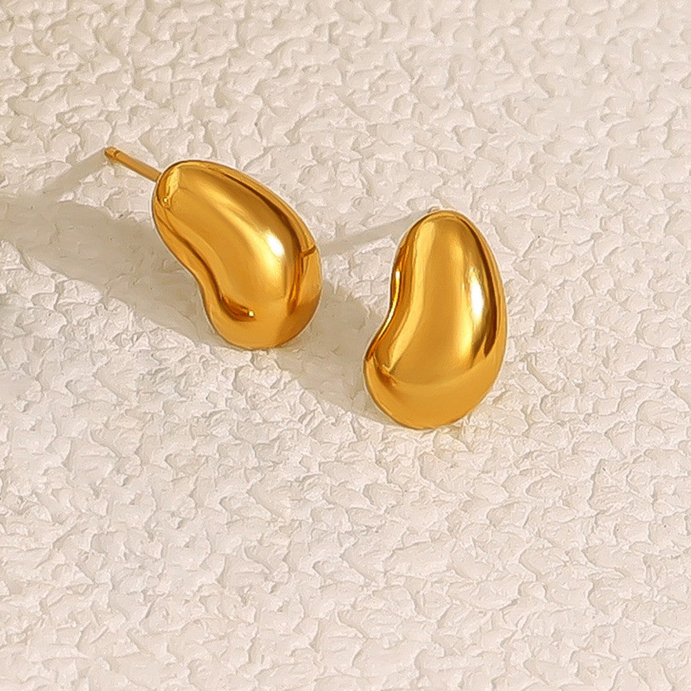 Gold Bean Stud Earrings