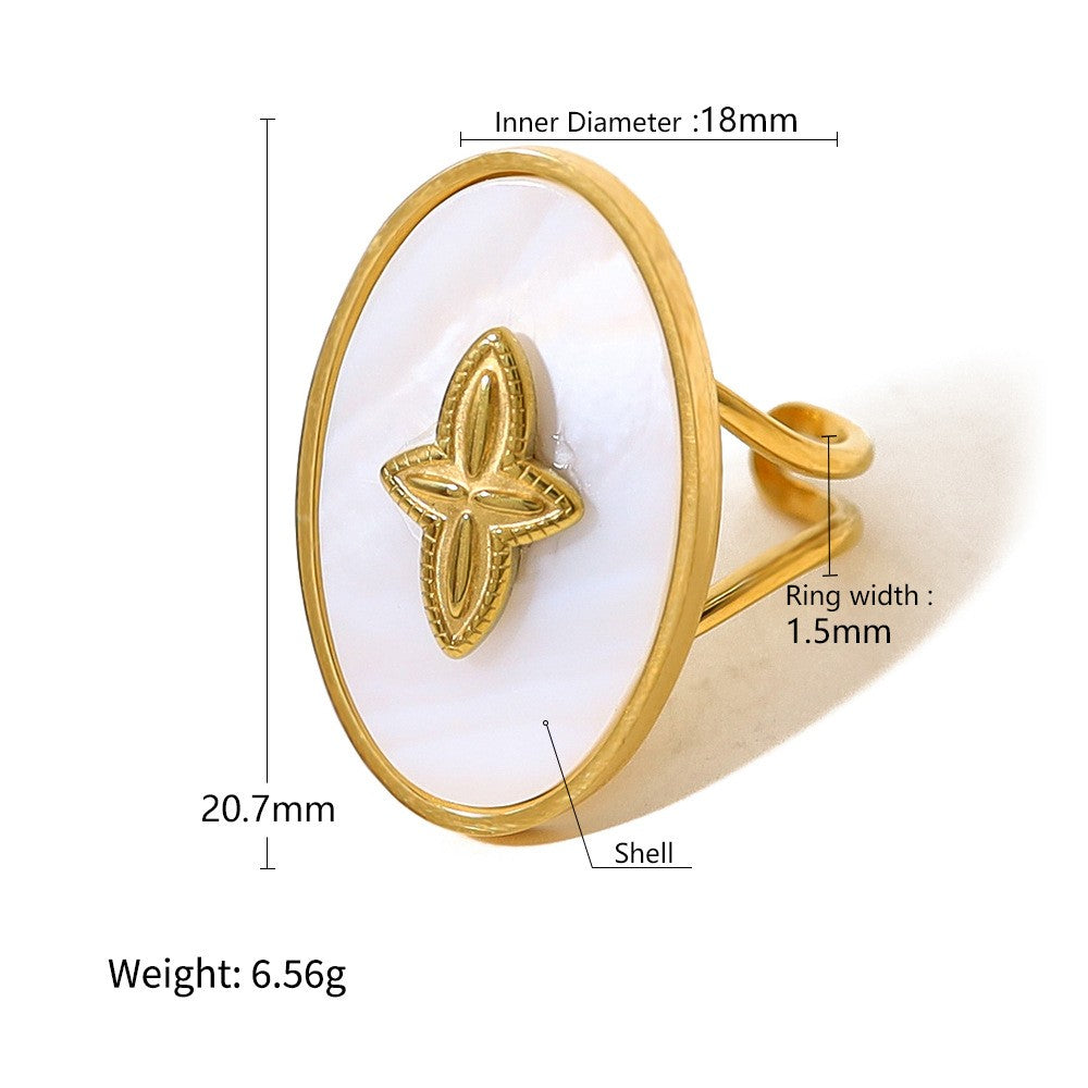 White Enamel Star Ring-18mm