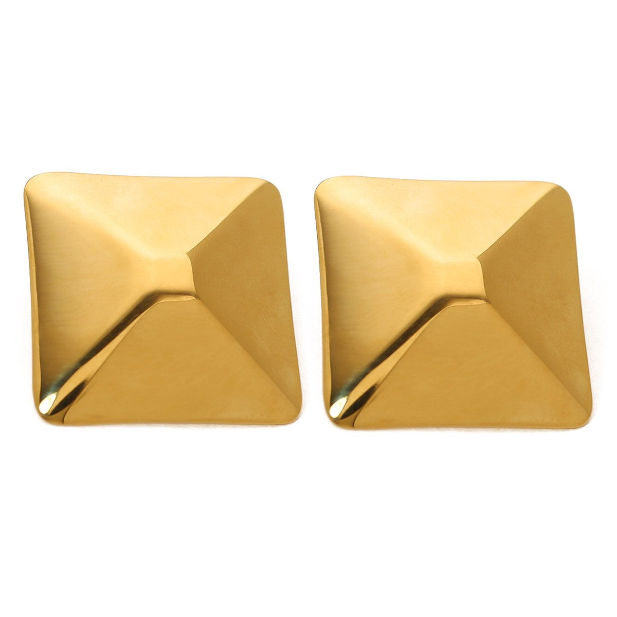 Gold Pyramid Stud Earrings