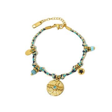 Beaded Turquoise Coin Bracelet