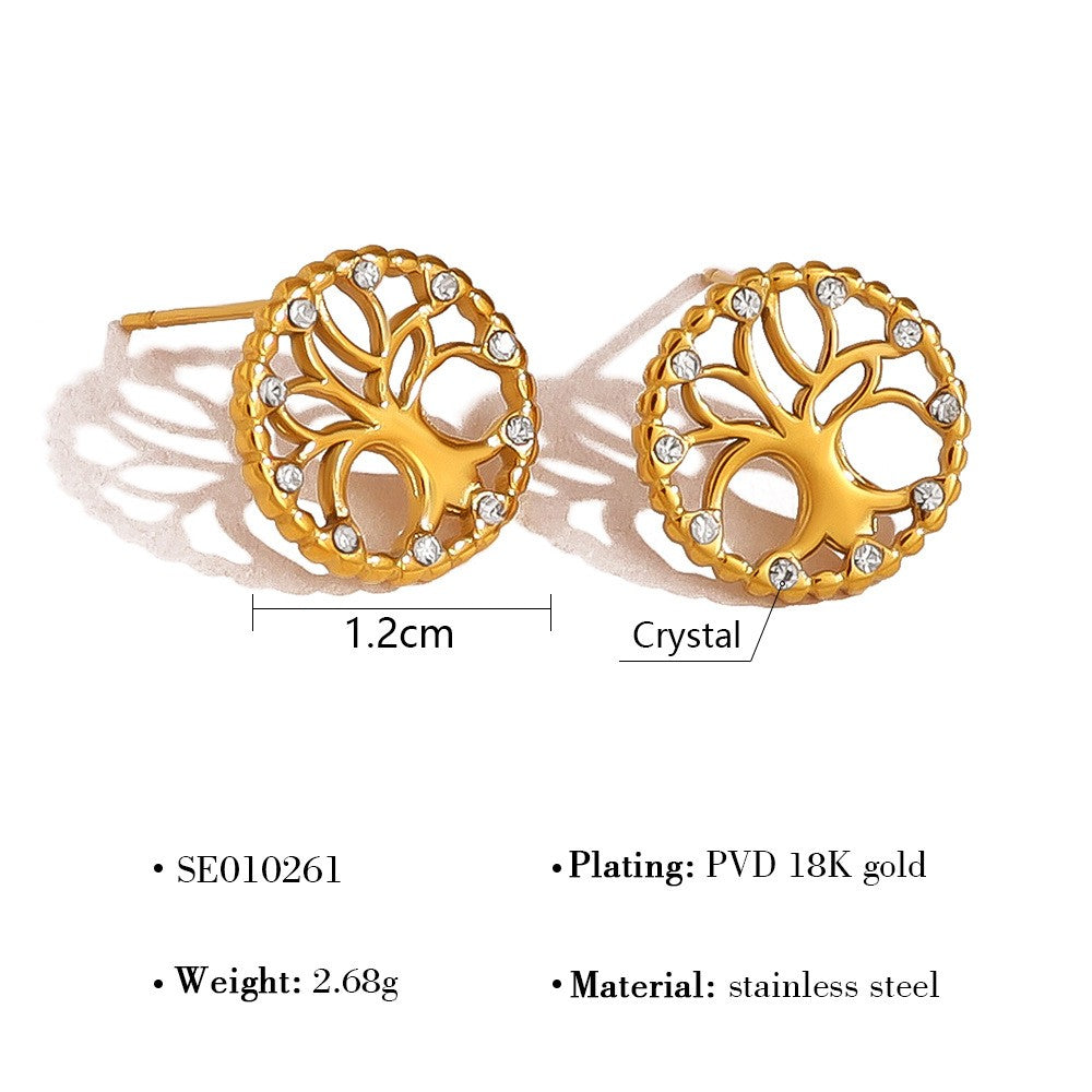 Gold Tree of Life Stud Earrings