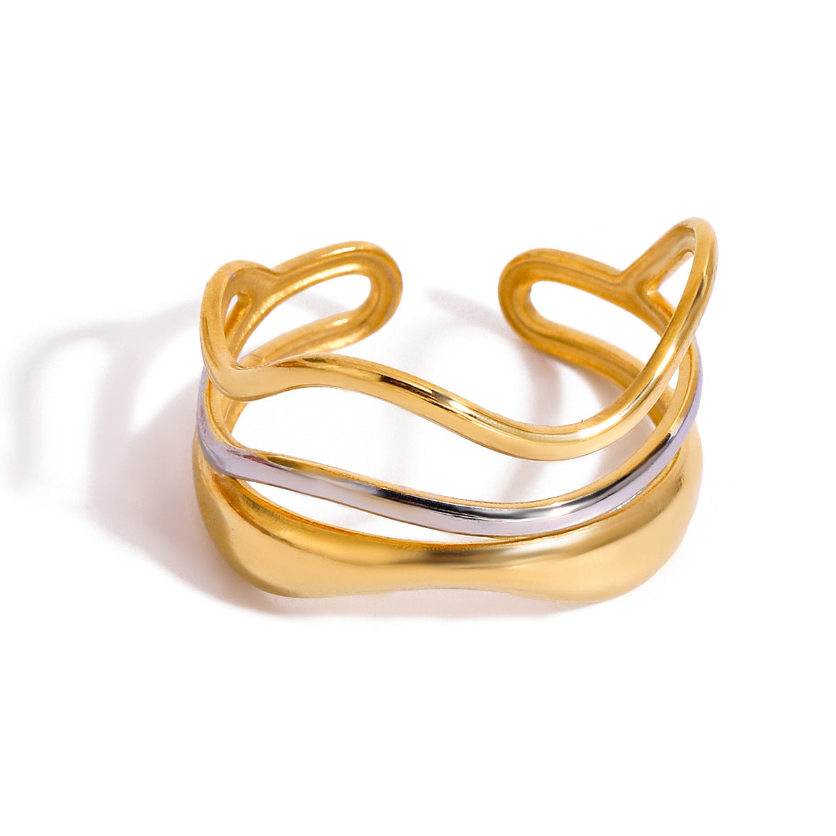 Dual-Tone Wave Cuff Bracelet