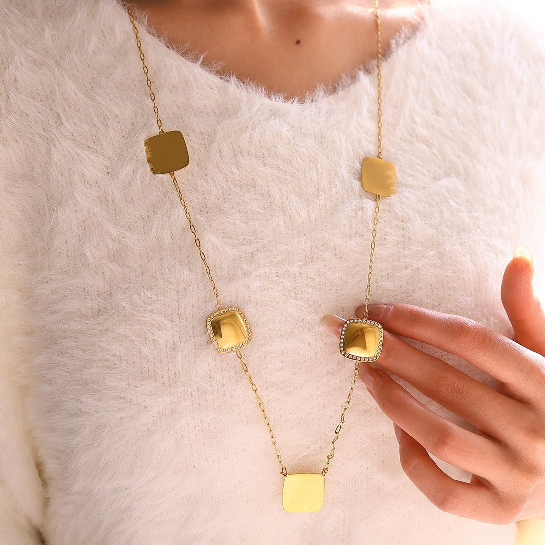 Square Pendant Gold Necklace