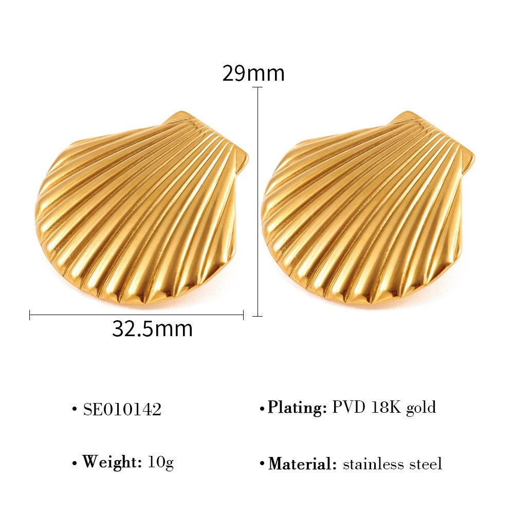 Shell Shape Gold Studs