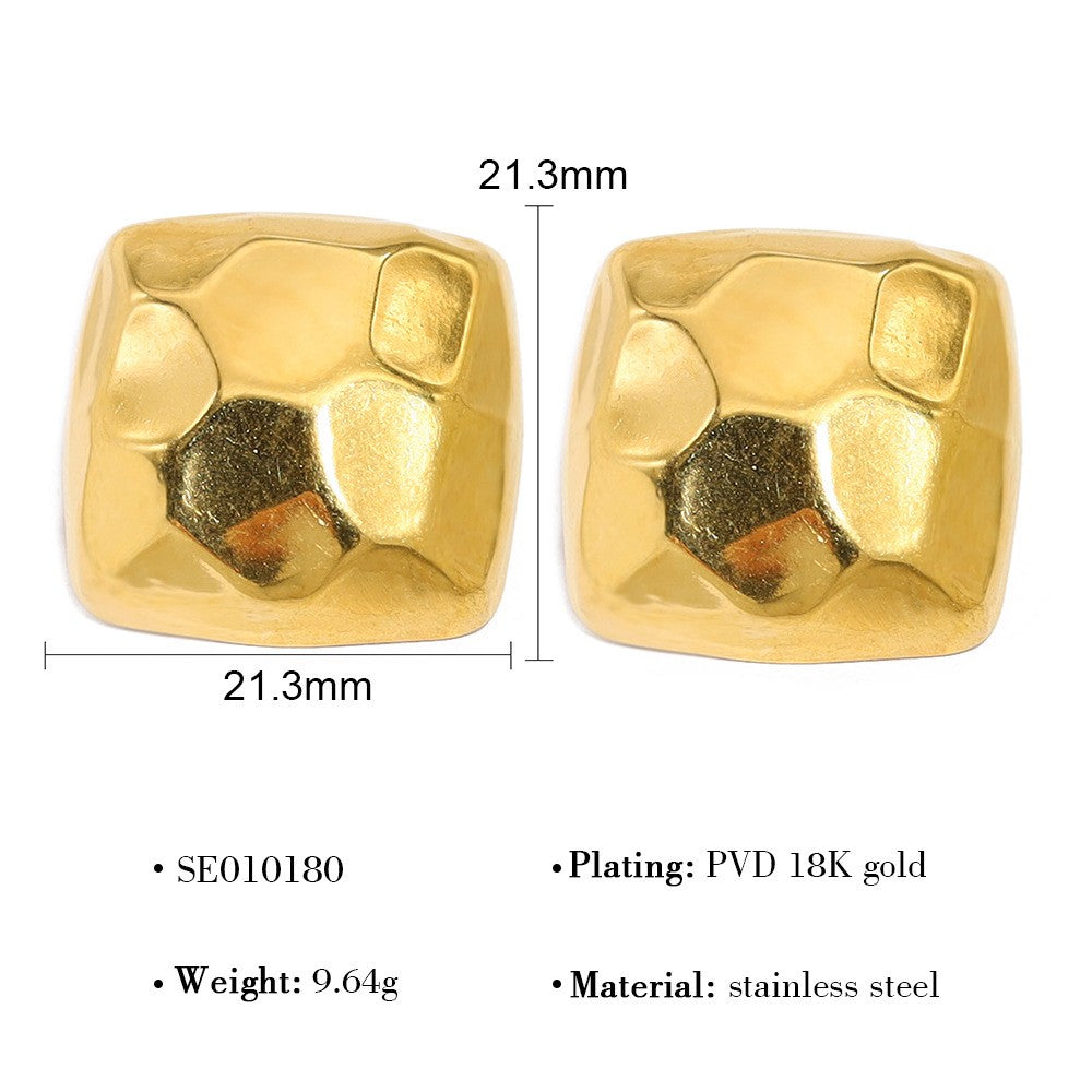 Gold Hammered Square Studs