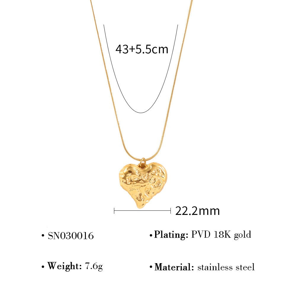 Gold Textured Heart Layered Necklace