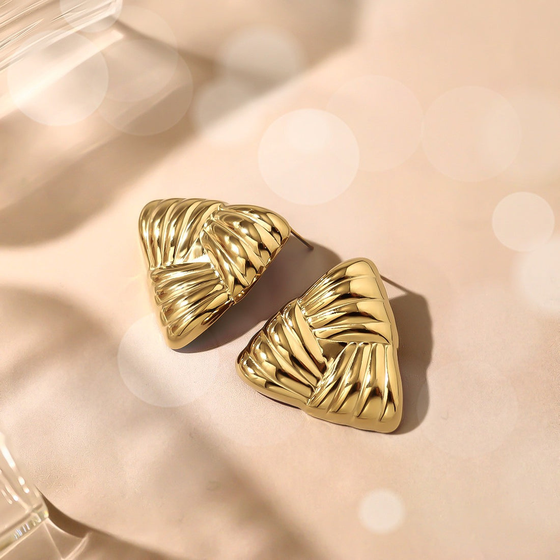 Bold Triangle Clip Earrings- Gold