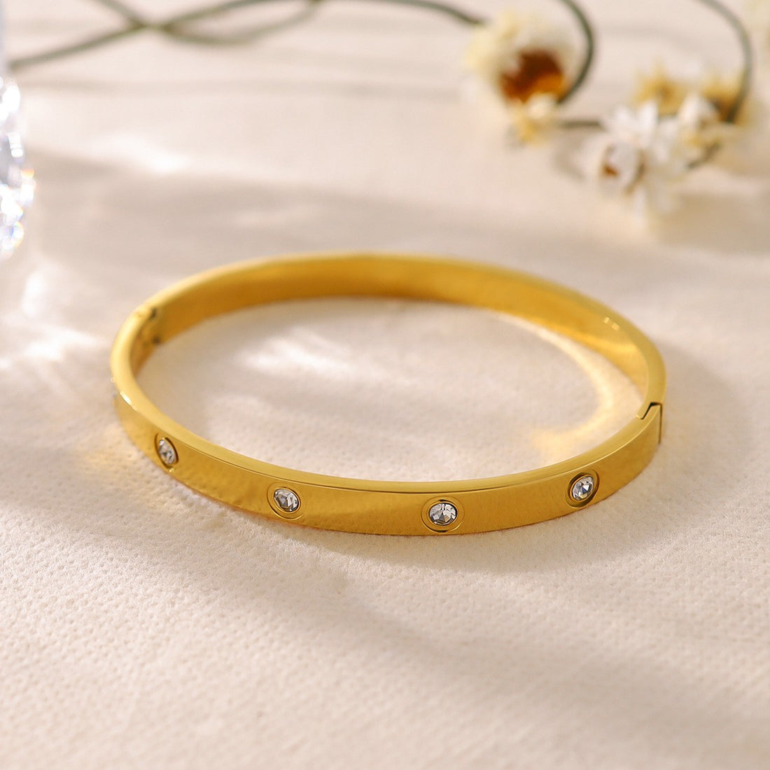 Gold Stud Crystal Bangle