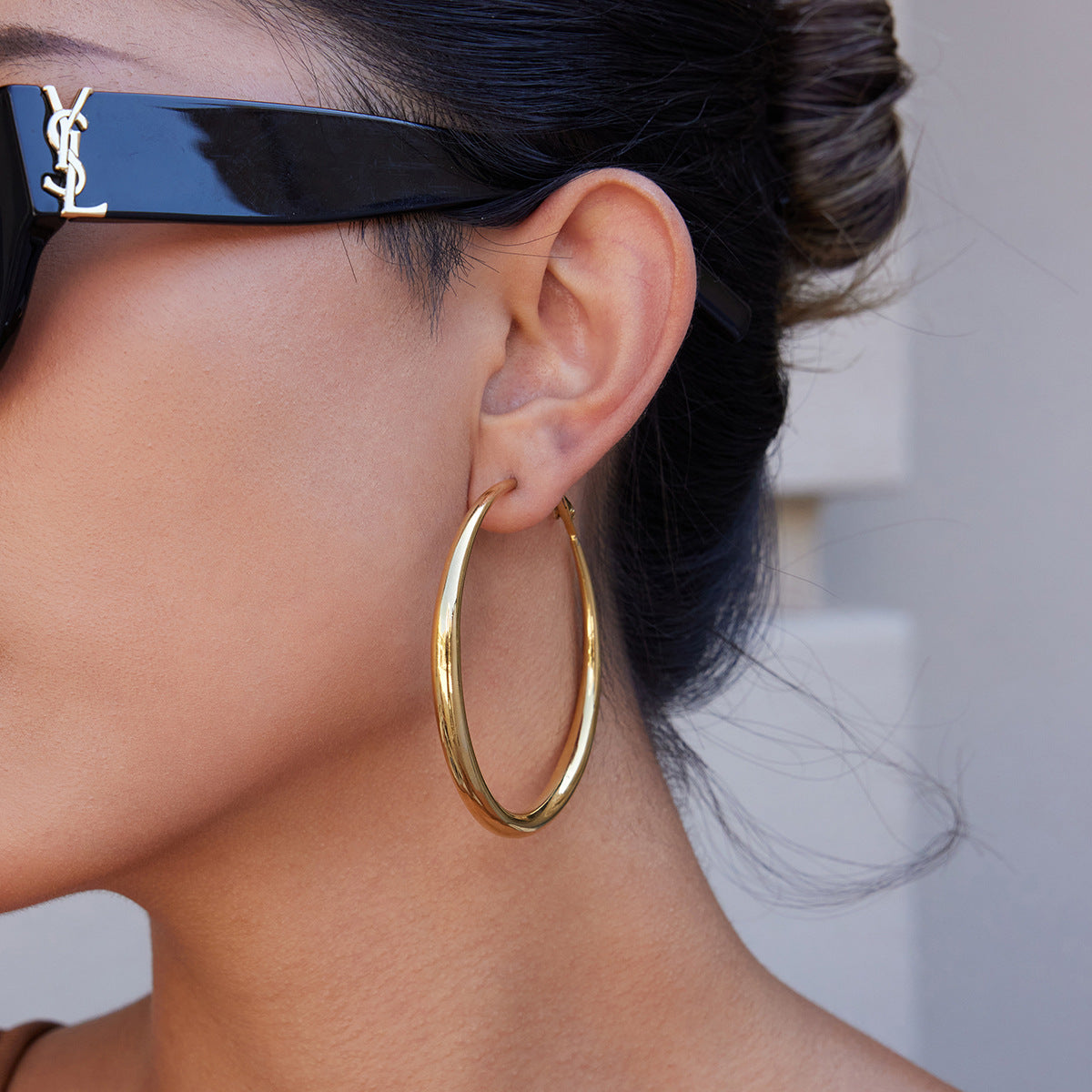 Large Smooth Gold Hoop Earrings