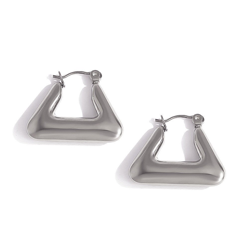 Silver Trangle Stud Earrings