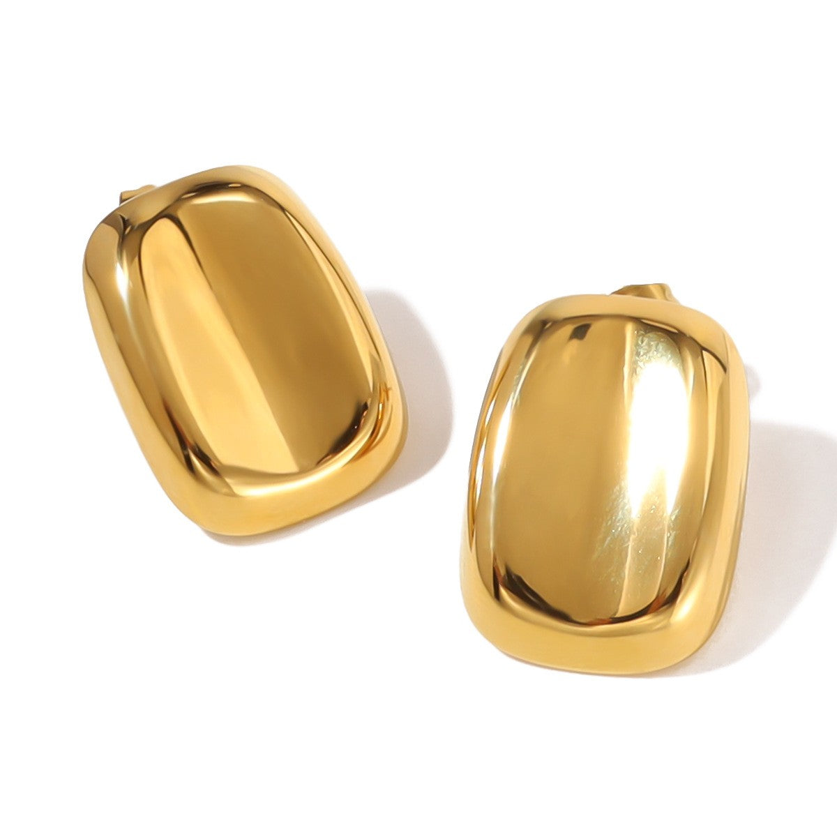 Gold Curved Rectangle Studs