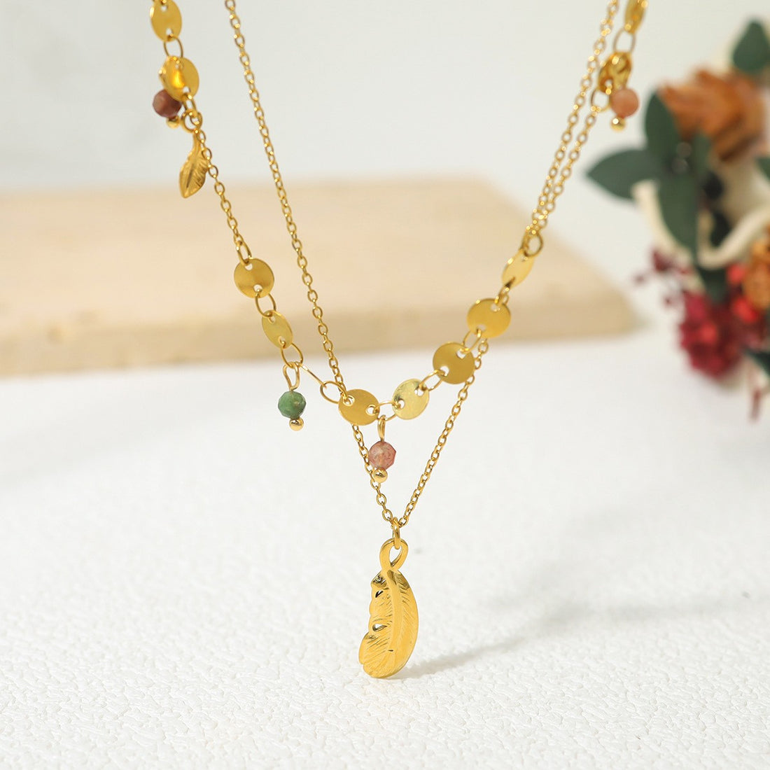 Layered Pendant Drop Necklace