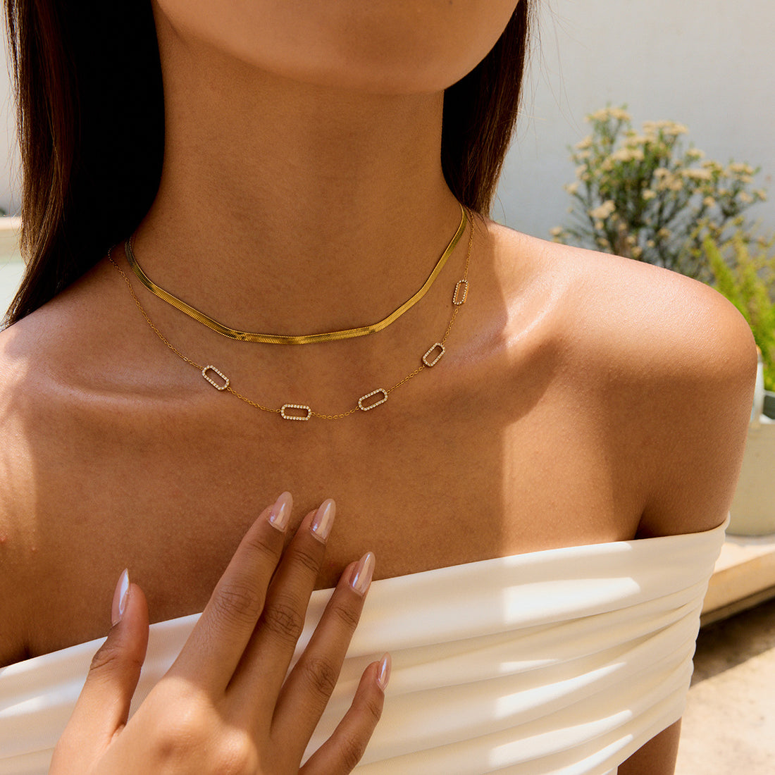 Gold Geometric Link Necklace