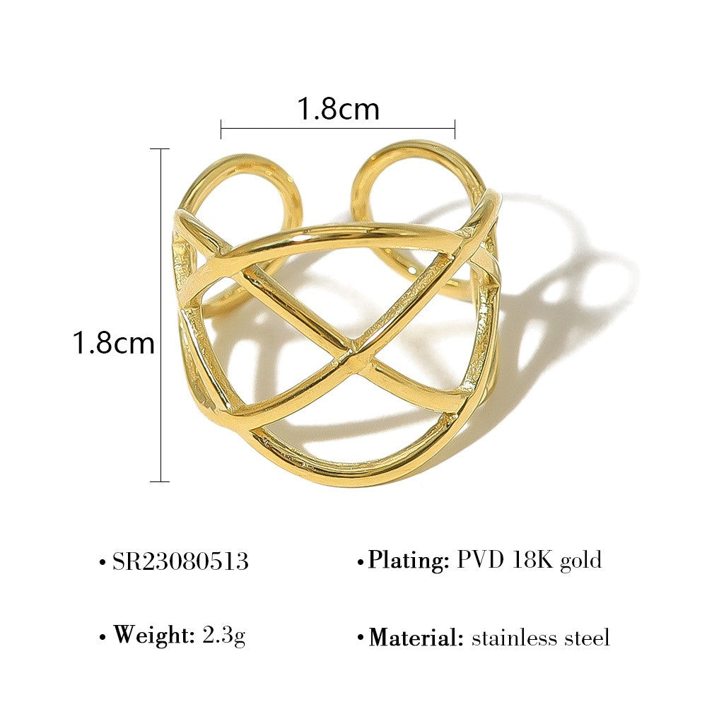Heart Lattice Gold Ring-18mm