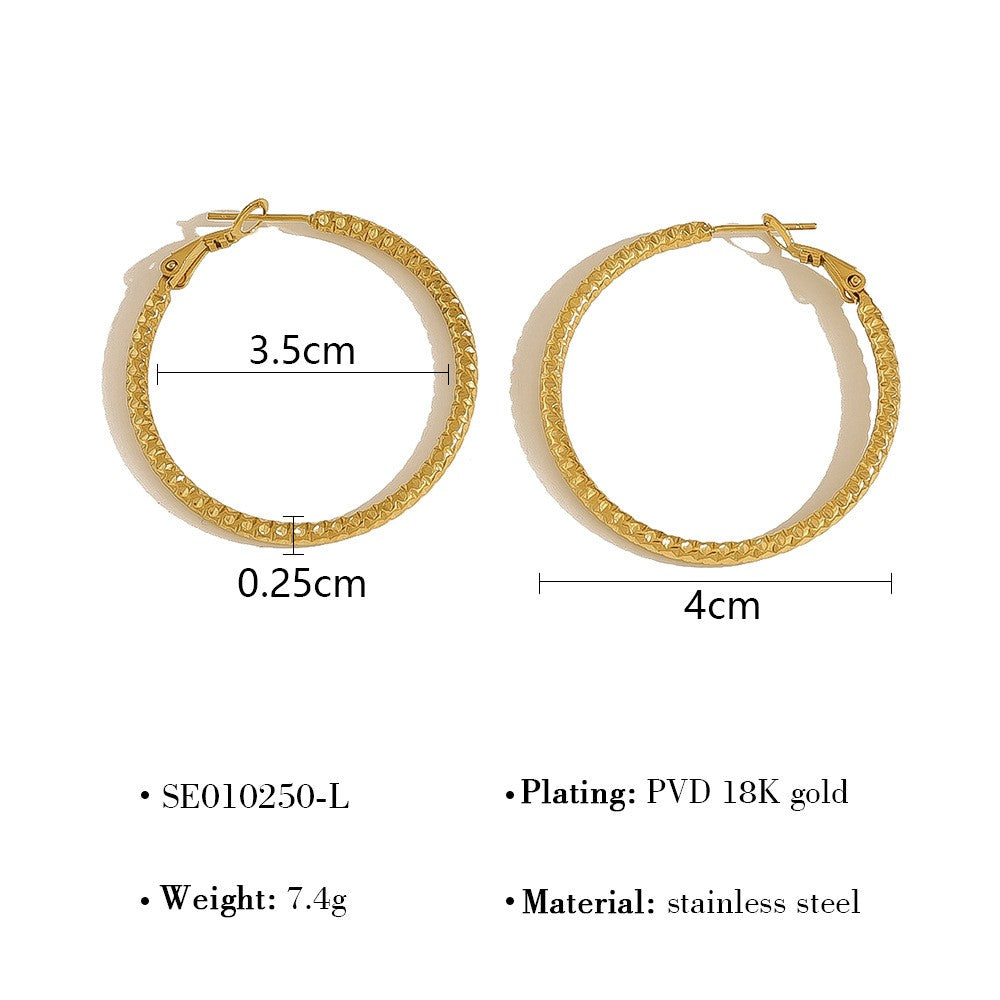 Textured Gold Hoop Earrings  3.5 cm