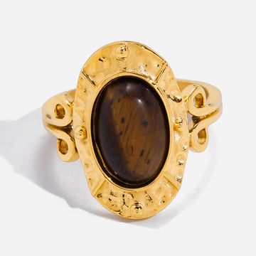 Textured Tiger Eye Gold Ring