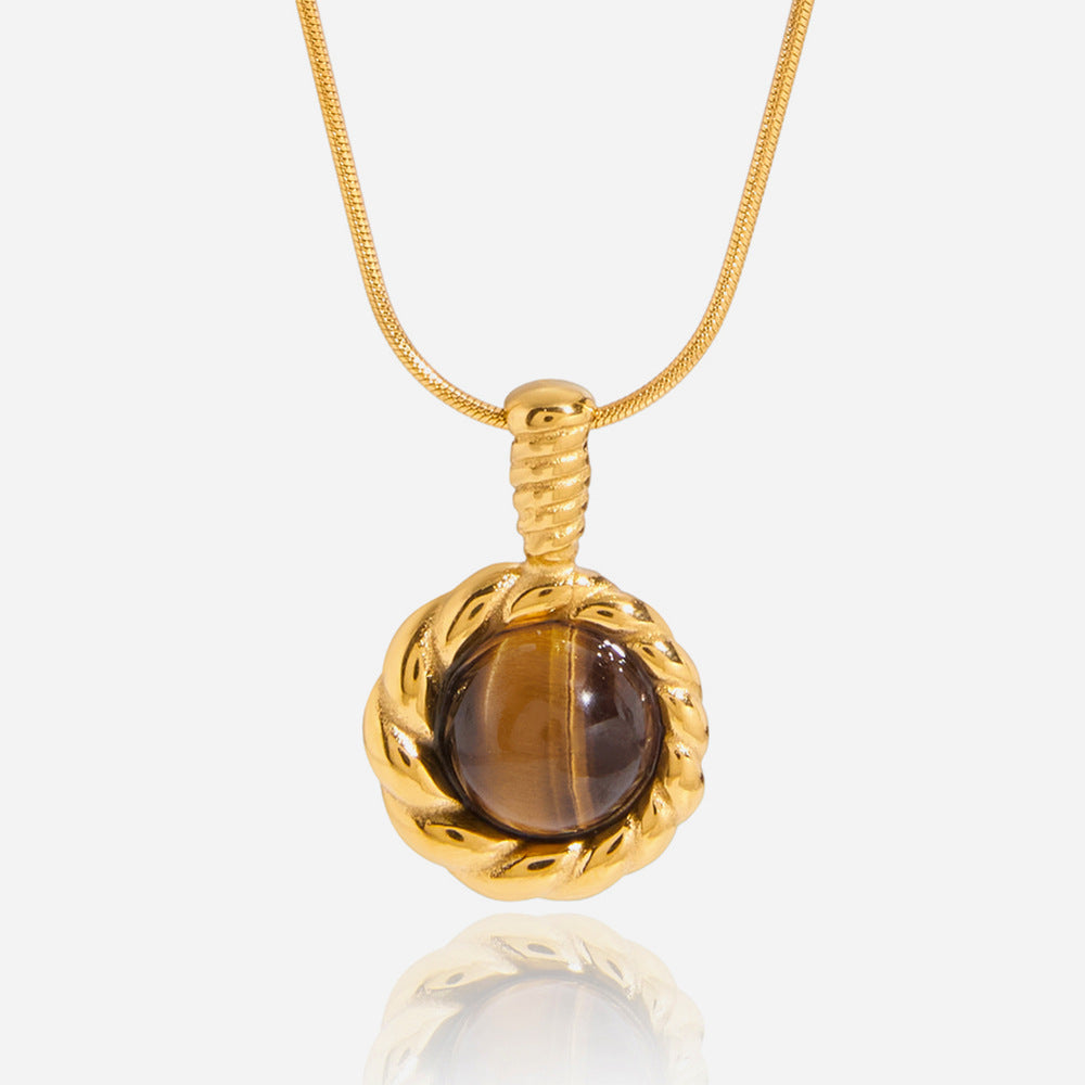 Twisted Tiger Eye Pendant Necklace