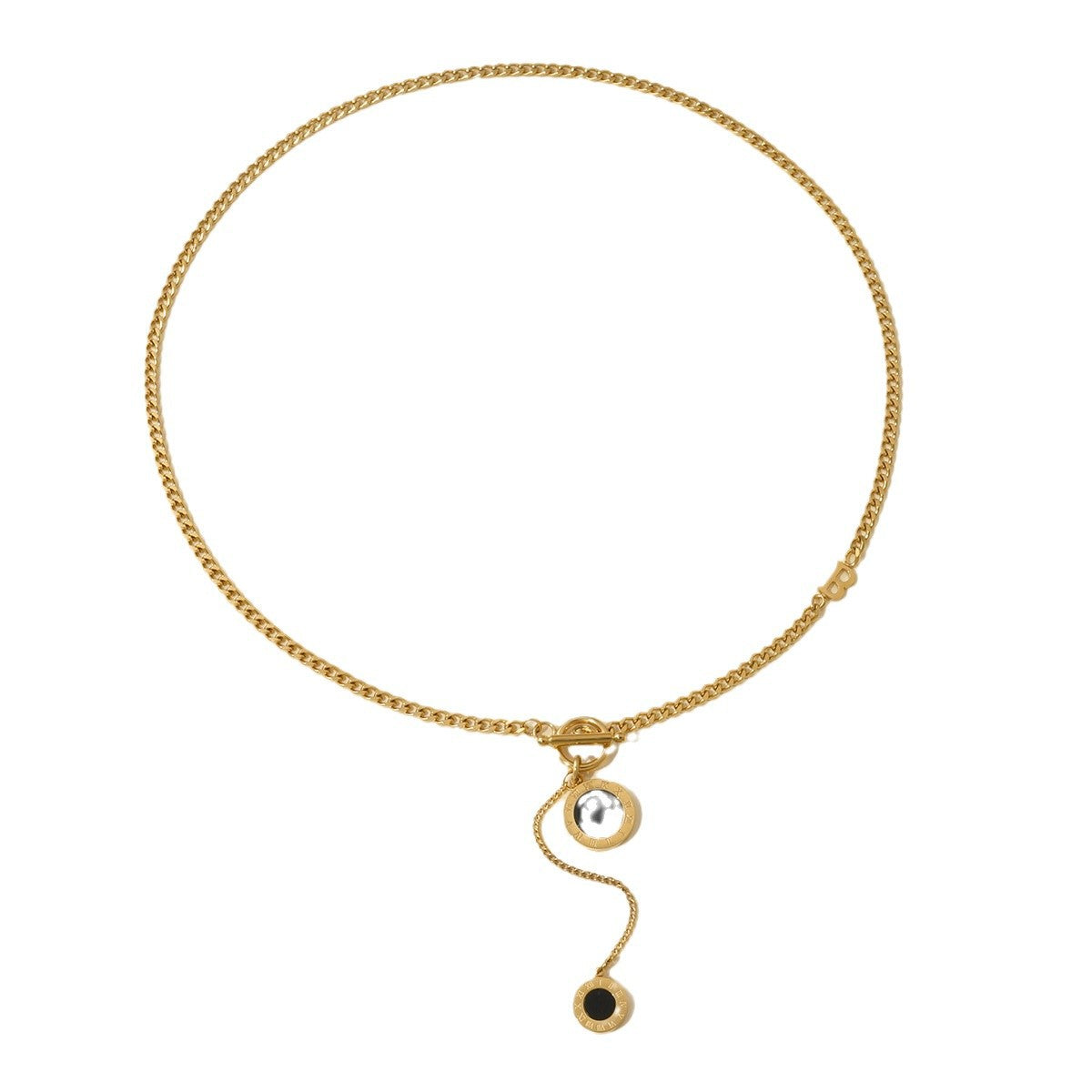 Black Enamel Double Drop Toggle Necklace