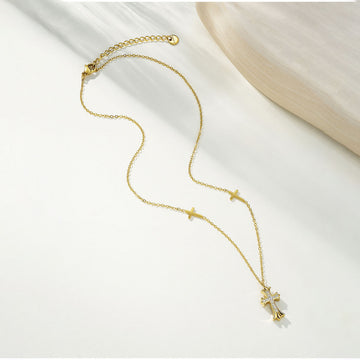 Gold Cross Charm Necklace