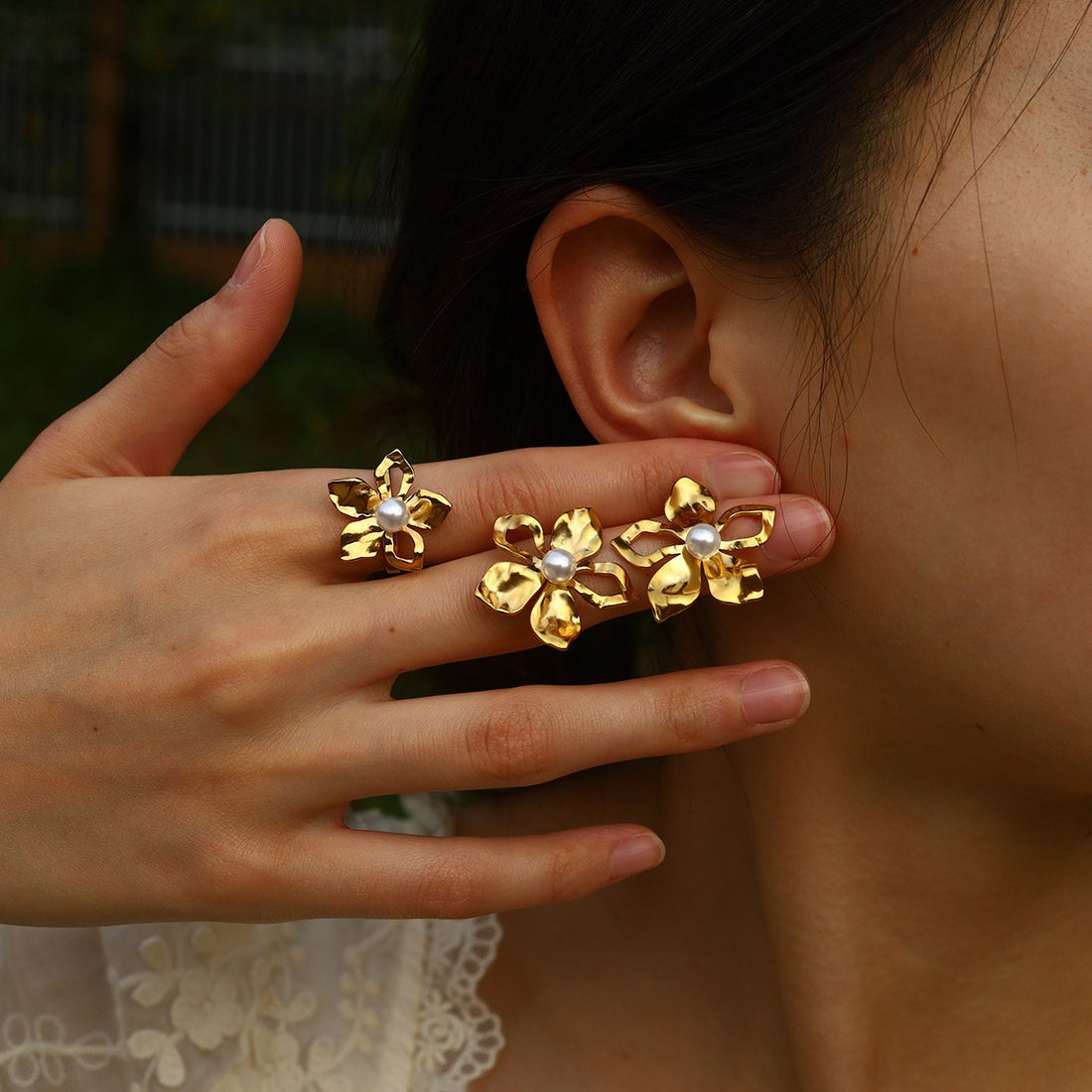 Gold Blossom Stud Earrings