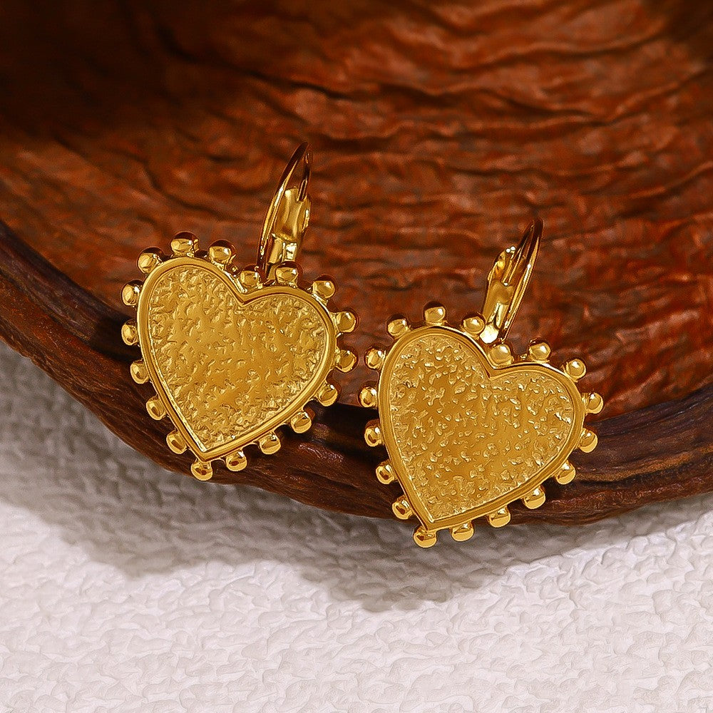 Gold Heart Drop Earrings