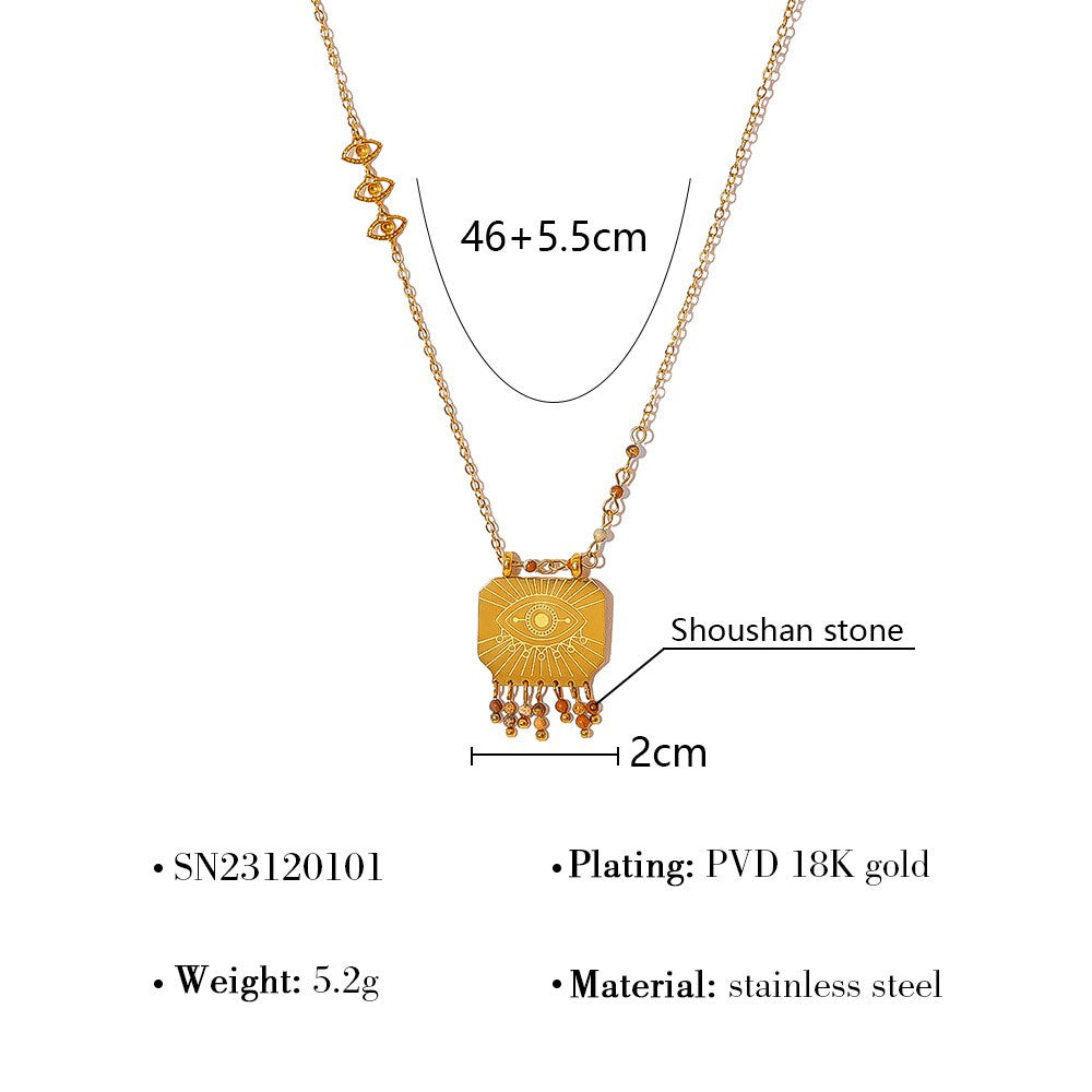 Golden Glow Square Pendant Necklace