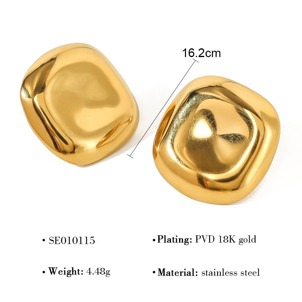 Gold Irregular Square Studs